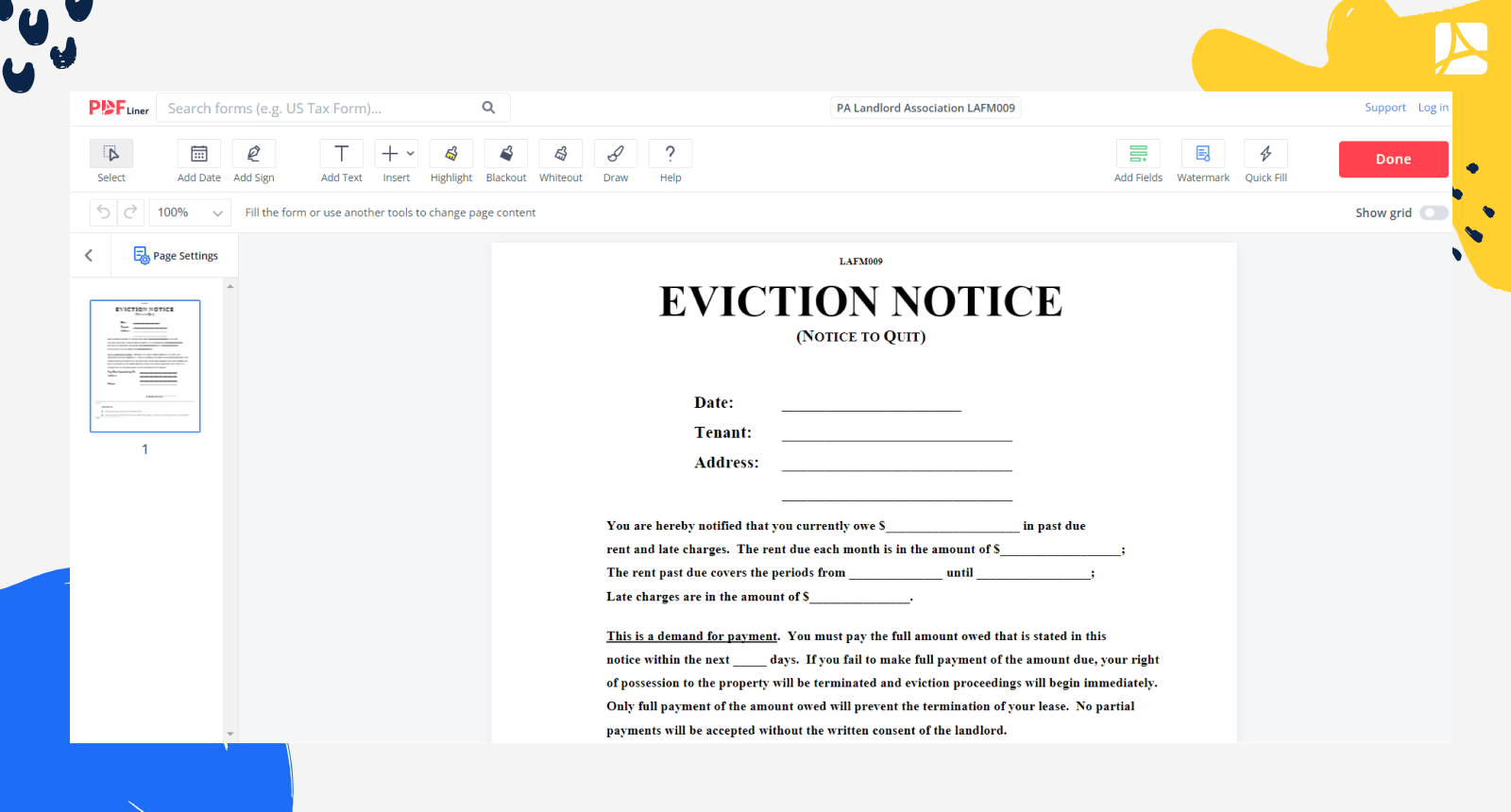 Free Printable Eviction Notice Pa