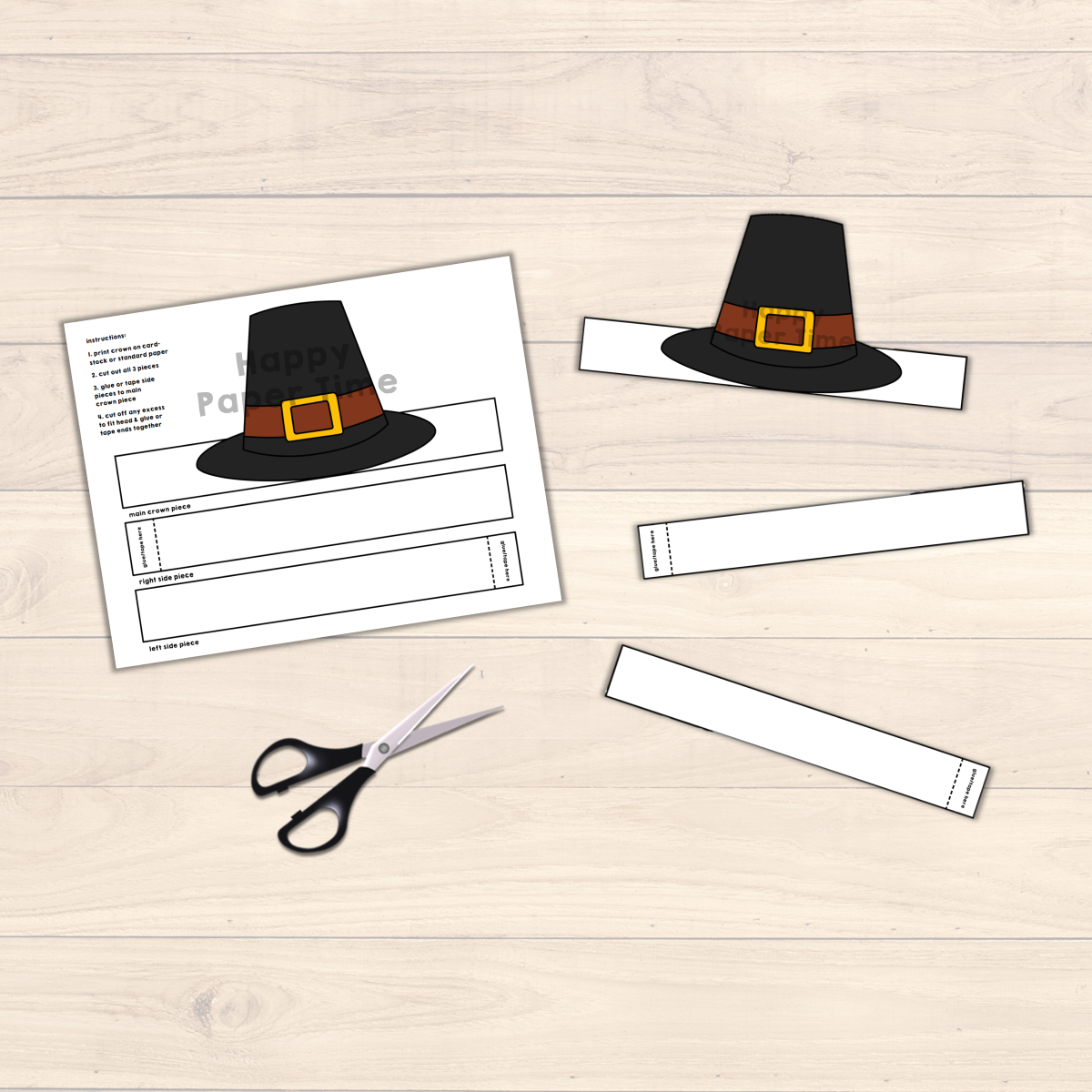 Pilgrim Hats Paper Crowns Printable Coloring Thanksgiving Craft Activity Made By Teachers