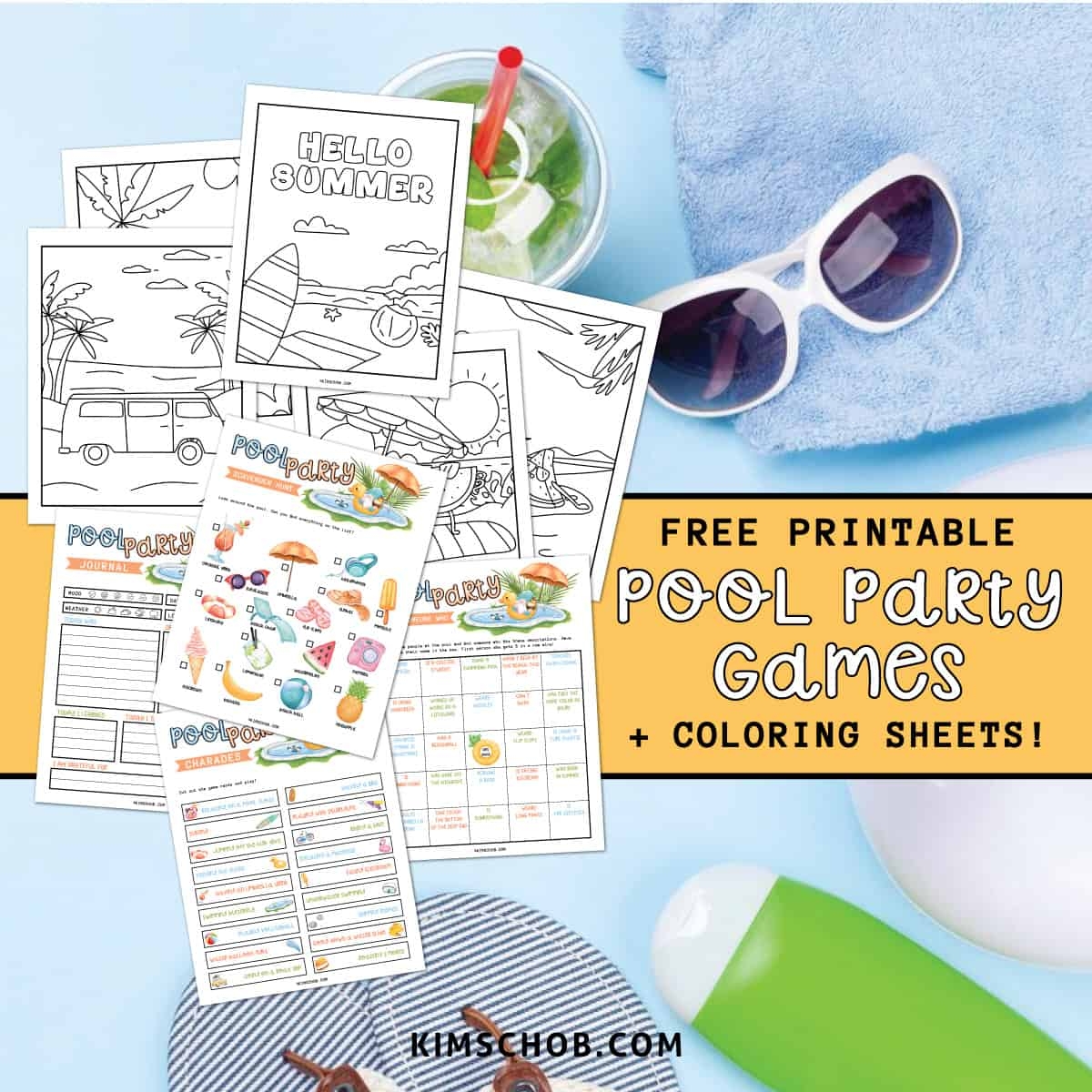 Pool Party Printables And Coloring Sheets Kim Schob