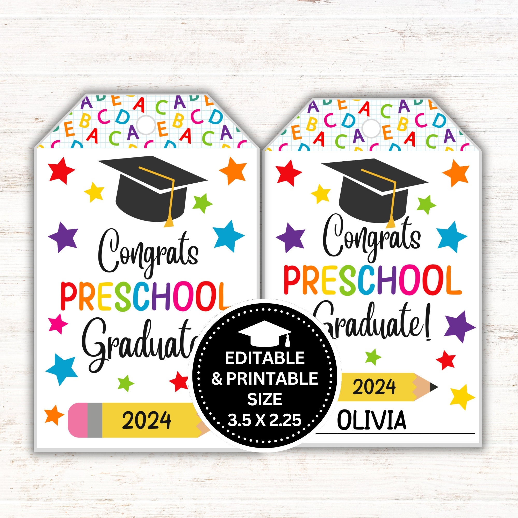 Preschool Graduation Tags Printable Preschool Gift Tags End Of The Year Tags Graduation Favors Preschool Treats Etsy