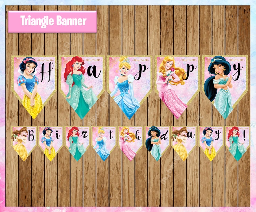 Princess Banner Printable Princess Triangle Banner Princess Party Banner Instant Download Etsy