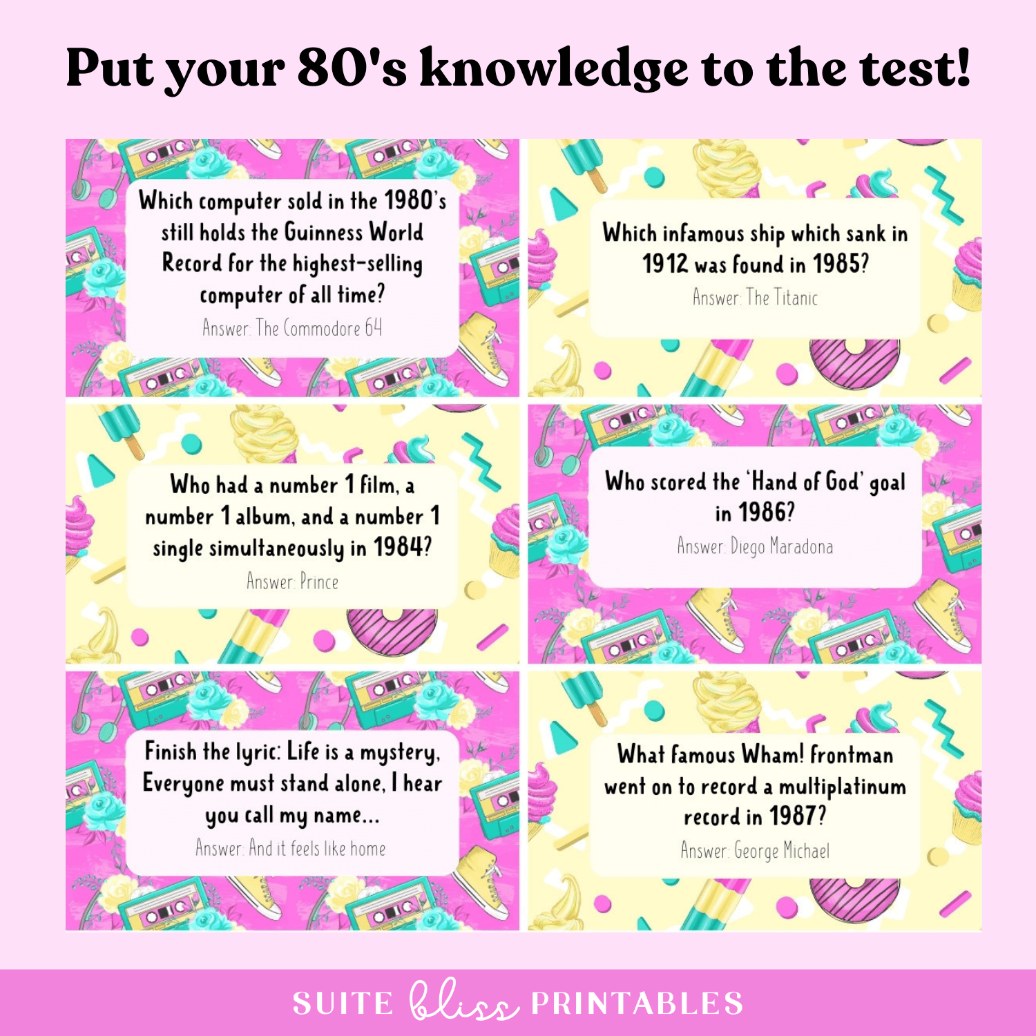 Printable 80s Trivia Questions And Answers Game Suite Bliss Printables