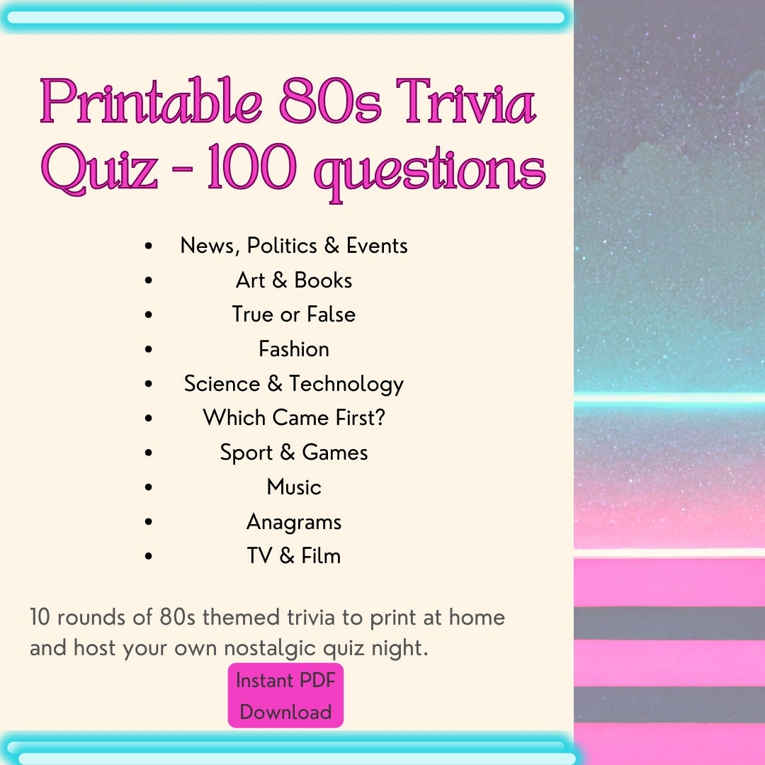 Free Printable 80s Trivia Games
