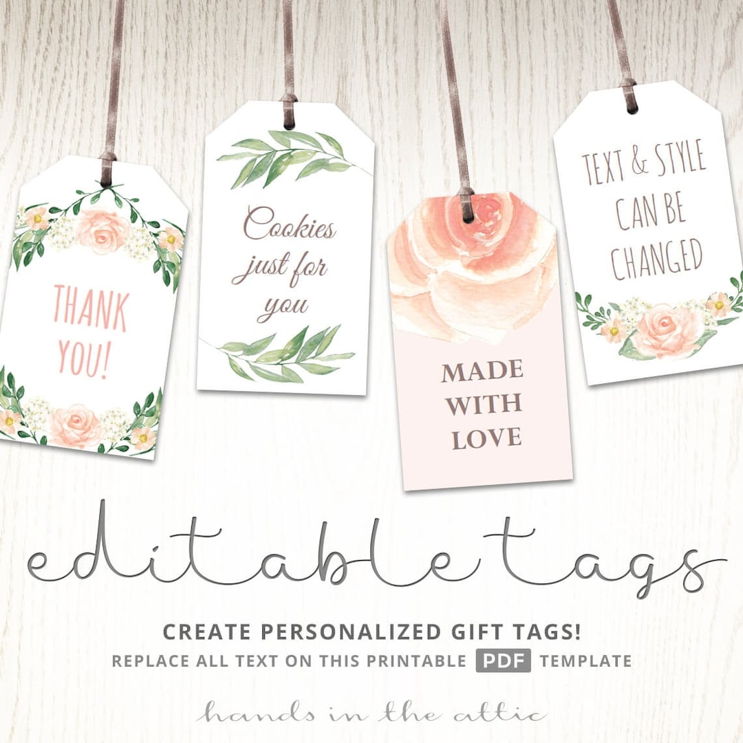 Printable Baby Shower Labels Editable Gift Tags Bridal Shower Favor Tags Pink Rose Baby Shower Spring Wedding Tags DIGITAL Download PDF Etsy