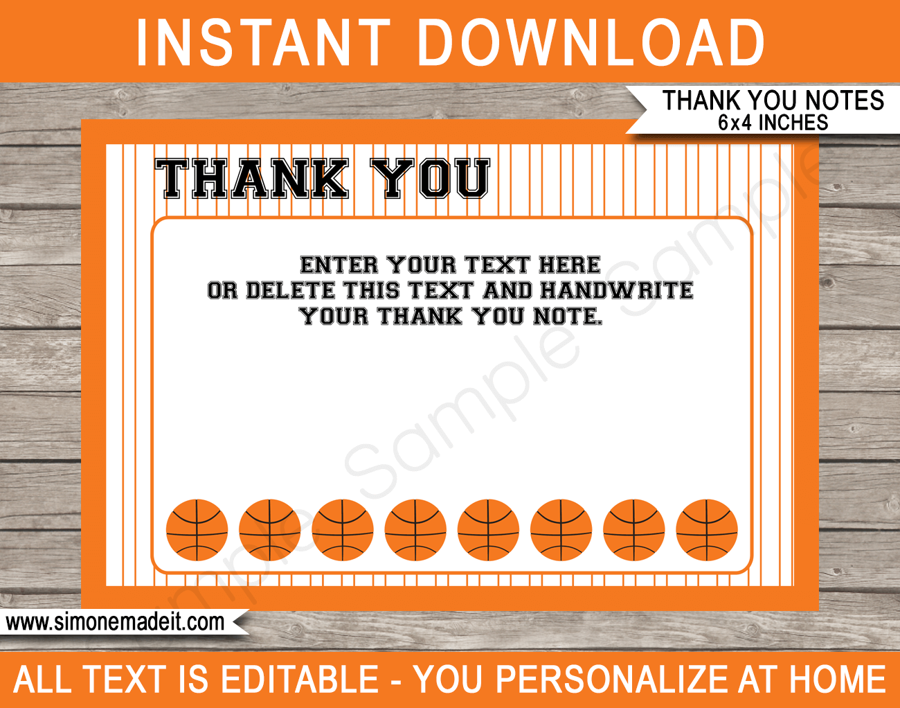 Printable Basketball Party Thank You Cards Basketball Birthday Party