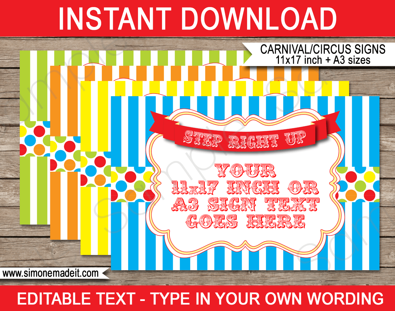 Printable Carnival Game Signs Templates Circus Theme Party Decoration