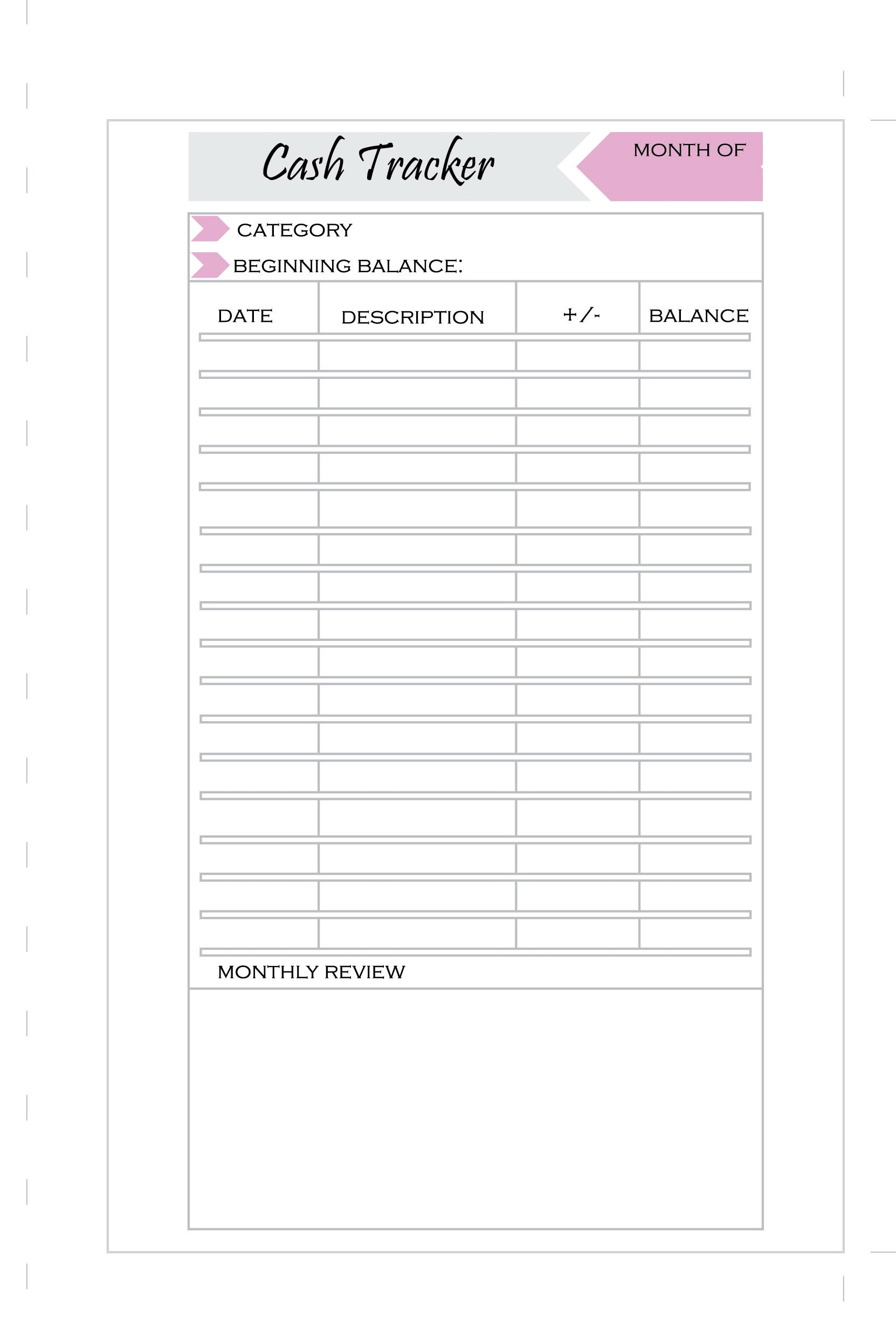 Printable Cash Tracker For Cash Envelope System Mini Happy Planner Printable Cash Track Cash Envelope Template Instant Download Etsy
