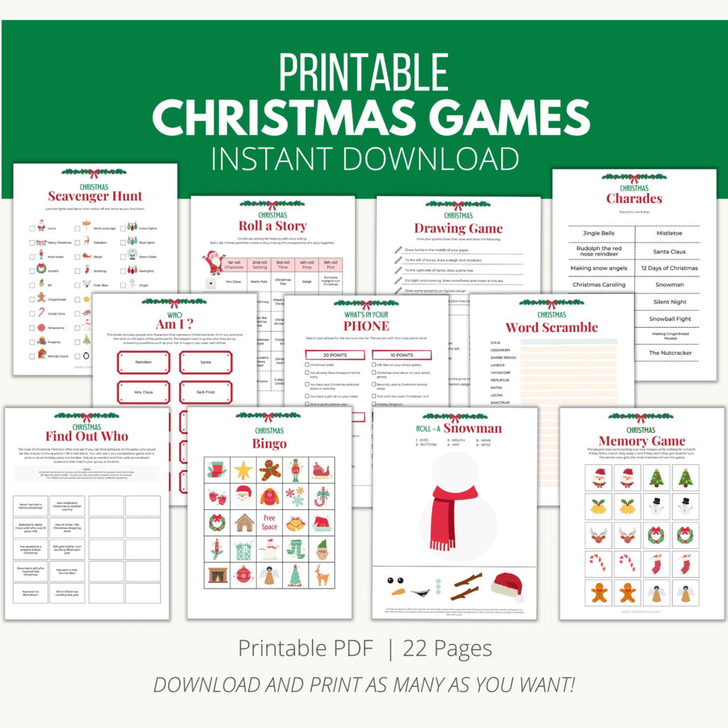 Printable Christmas Party Games Downloadable PDF Add A Little Adventure