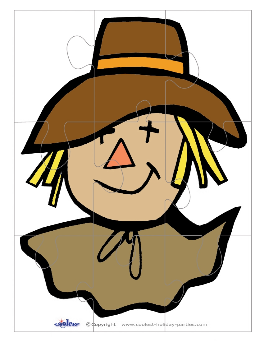 Printable Colored Scarecrow Face Large Piece Puzzle Coolest Free Printables