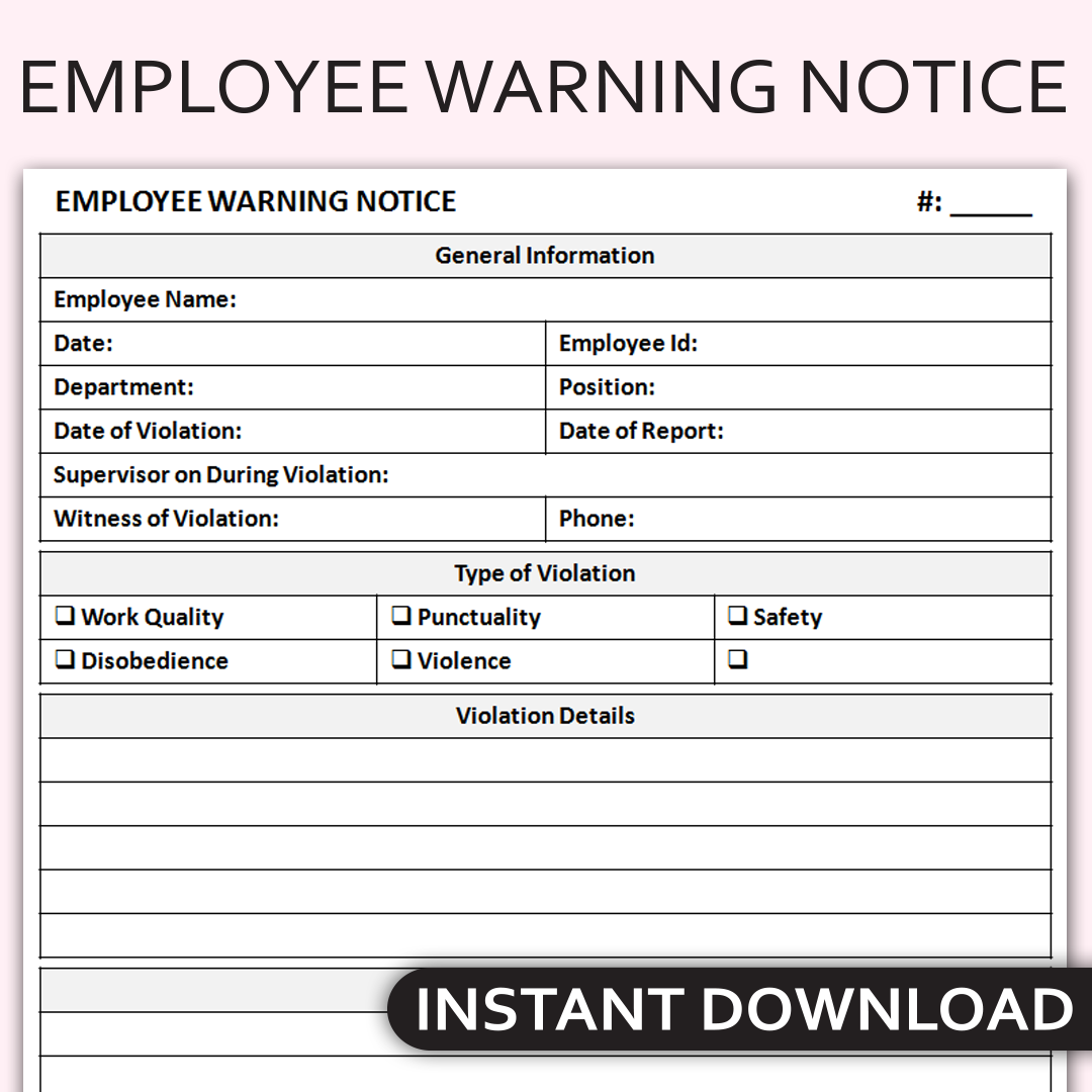 Printable Employee Warning Notice Employee Disciplinary Not Inspire Uplift