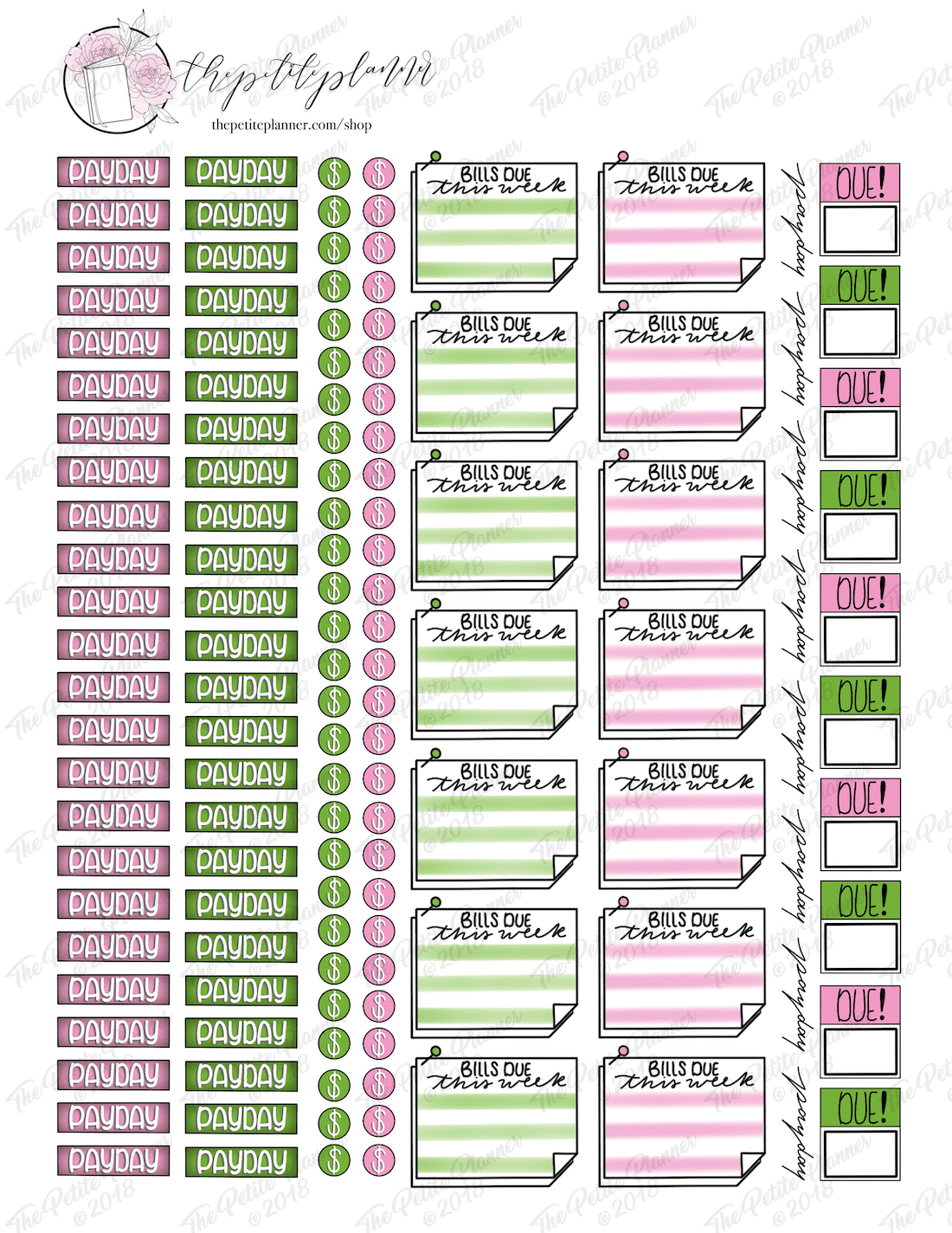 Printable Financial Planner Stickers The Petite Planner