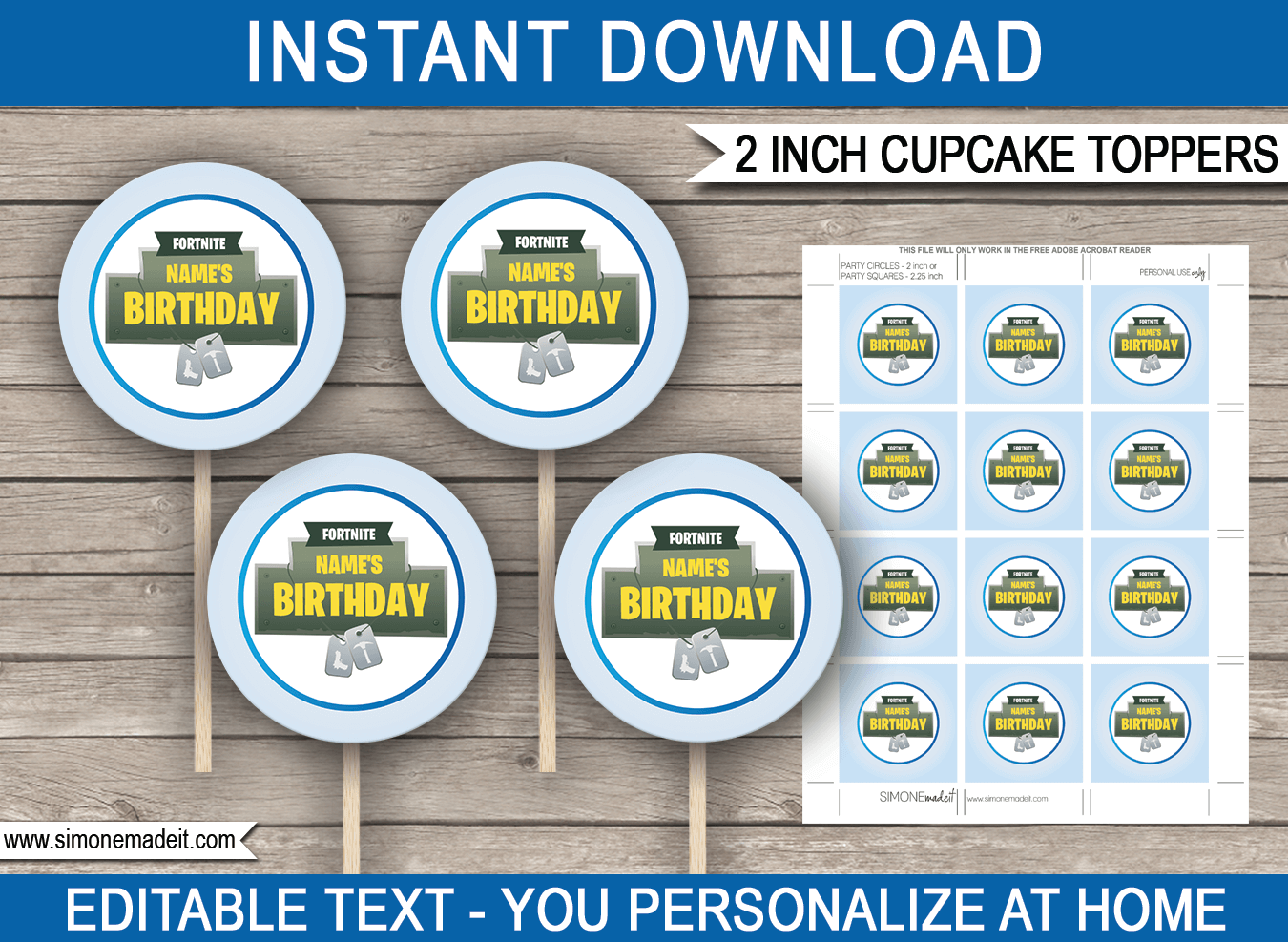 Printable Fortnite Birthday Party Decorations Invitations
