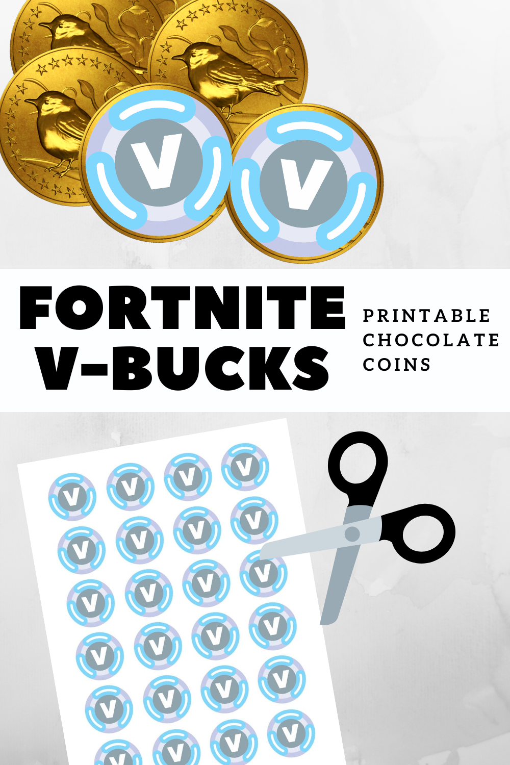 Printable Fortnite Birthday Party V BUCKS For Chocolate Coins 