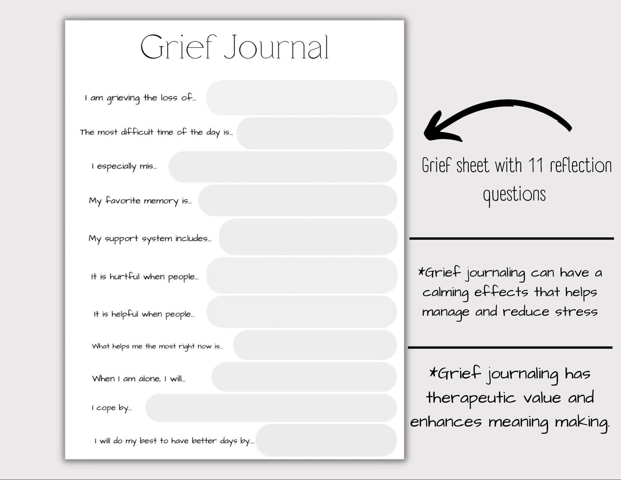 Printable Grief Journal Grief Template Coping With Grief Printable Journal Loss Of Loved One Daily Journal Daily Reflection Etsy