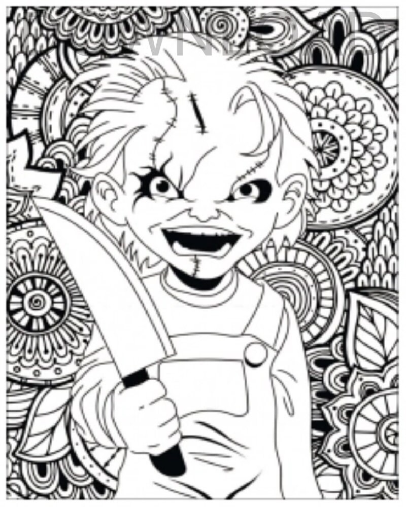 Free Printable Coloring Scary Faces