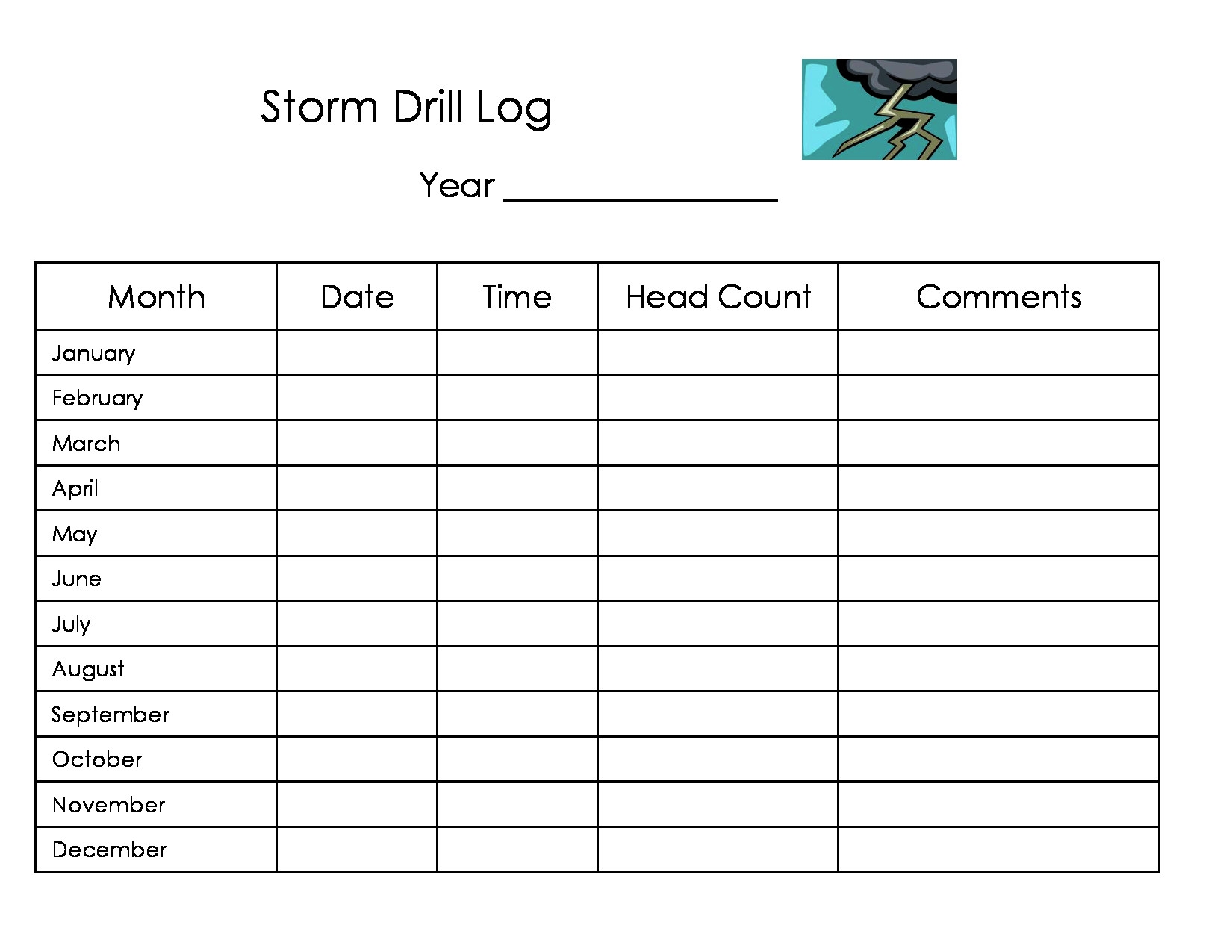 Printable Home Daycare Forms Storm Fire Drill Logs