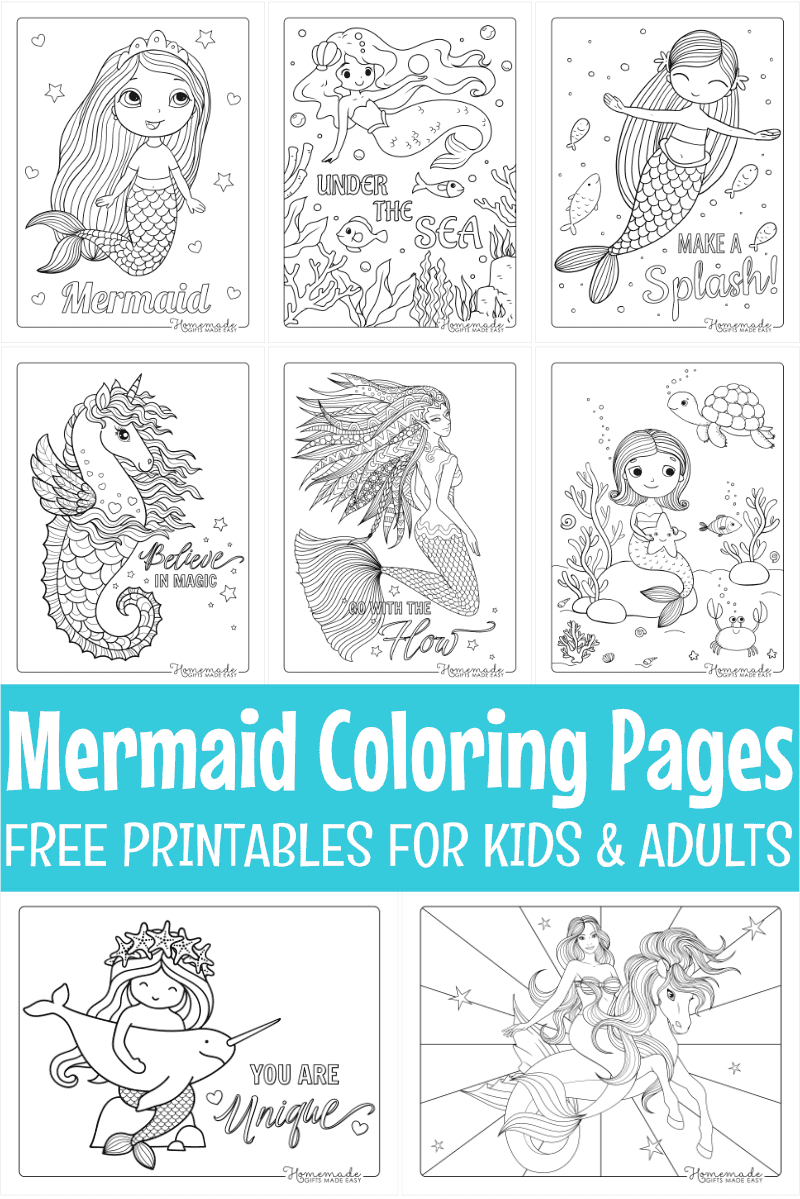 Printable Mermaid Coloring Pages With Free PDFs