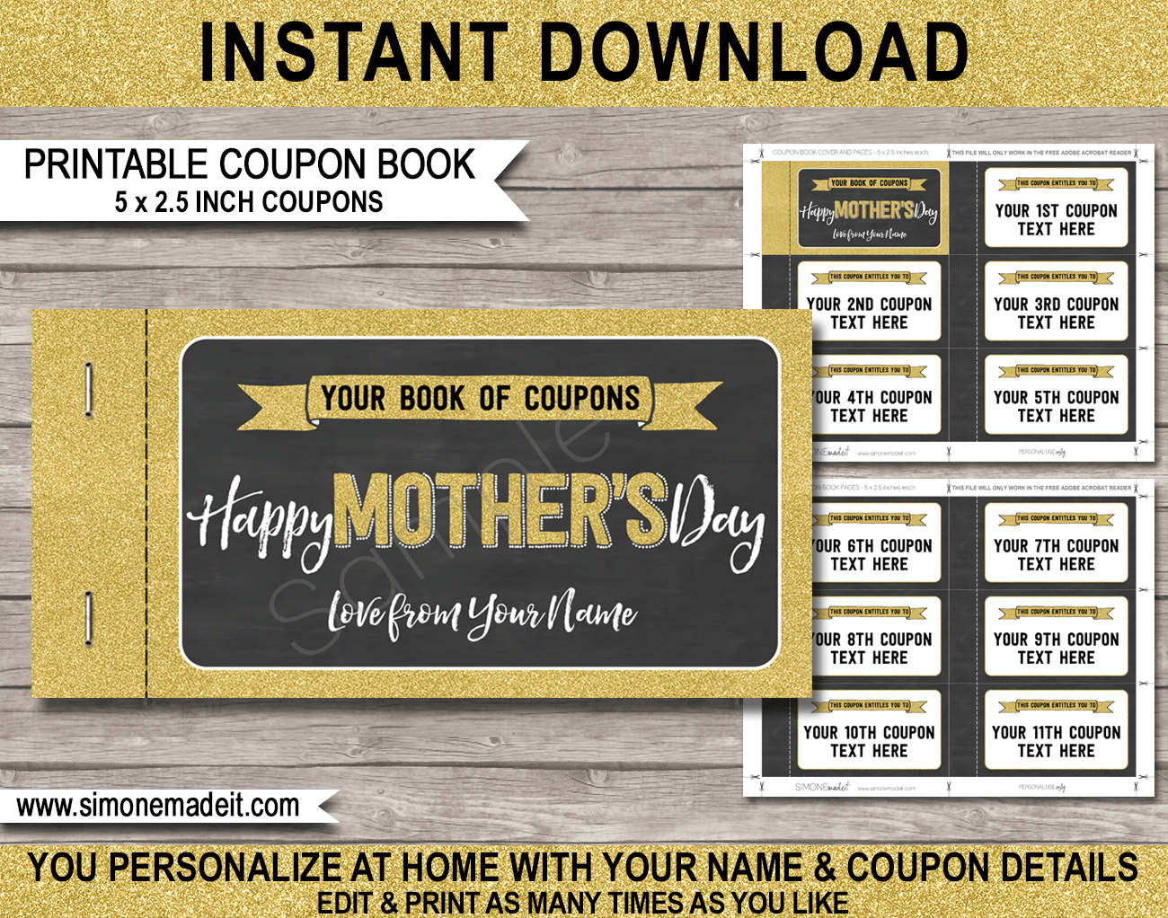 Printable Mother s Day Coupon Book Template DIY Print At Home