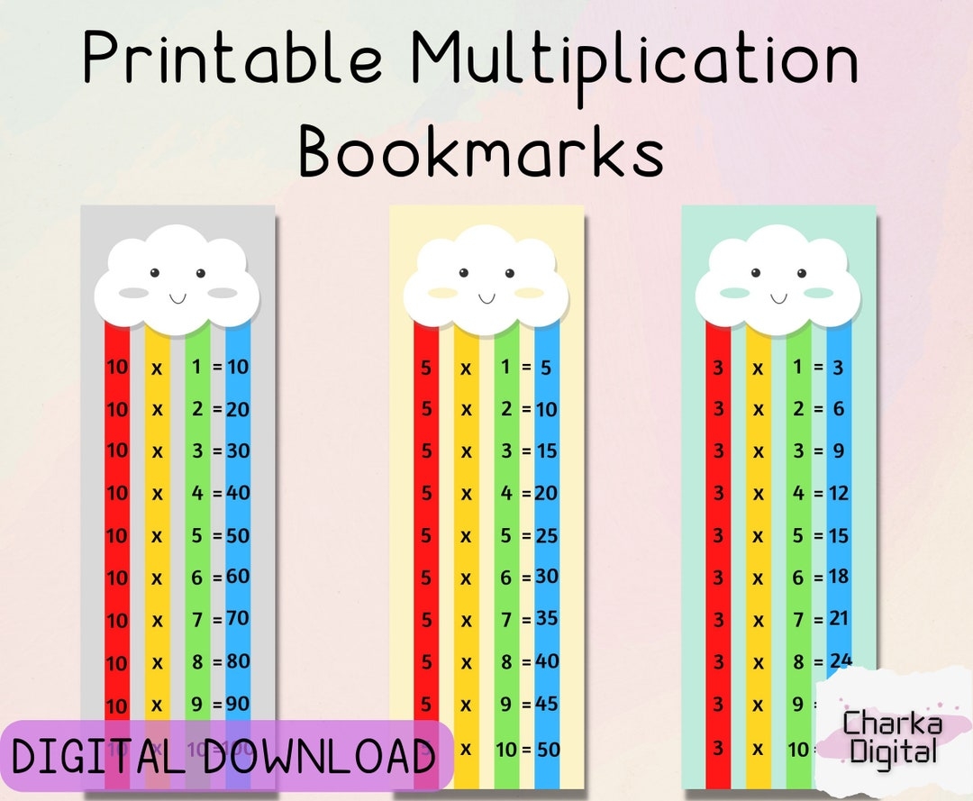 Printable Multiplication Table Bookmarks 1 To 10 Times Table Chart Bookmarks For Kids Math Teacher Tools Etsy