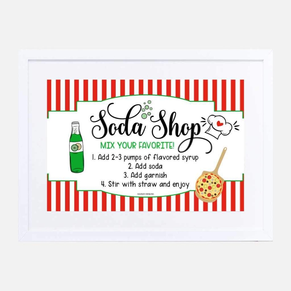 Printable Pizza Party Soda Shop Sign Template Hadley Designs