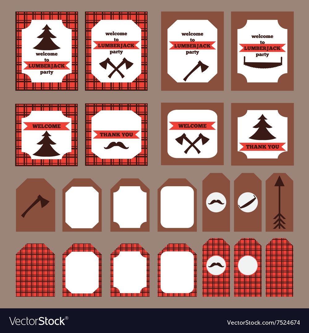 Printable Set Of Vintage Lumberjack Party Elements