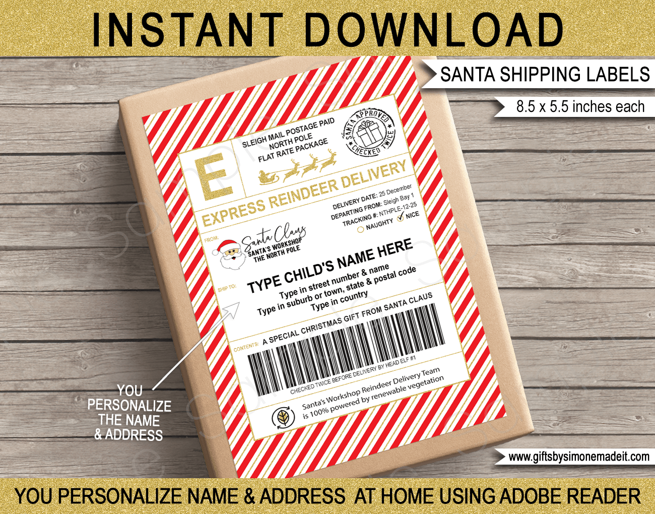 Printable Shipping Labels From Santa Template Christmas Gift Tags