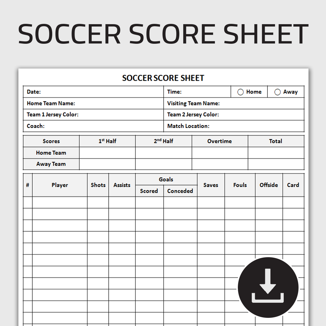 Printable Soccer Score Sheet Soccer Stats Tracker Soccer S Inspire Uplift