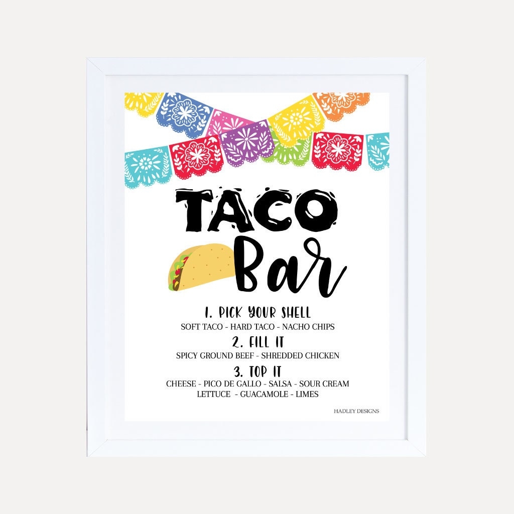Printable Taco Bar Sign Template Editable Mexican Buffet Sign Decor Fiesta Birthday Poster Supplies Baby Bridal Shower Favor Decoration Etsy