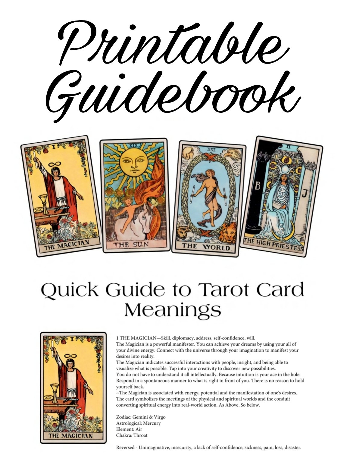 Free Printable Tarot Deck