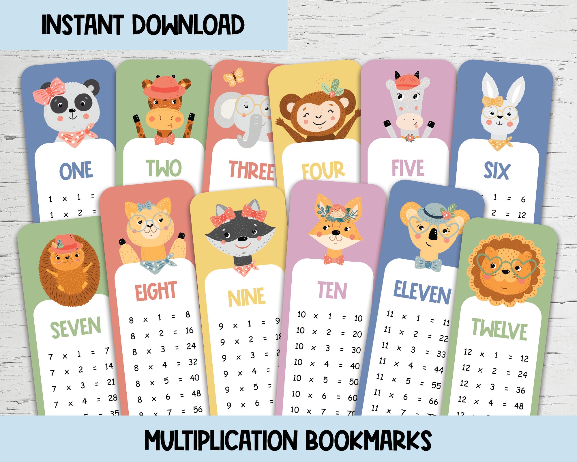 Printable Times Table Bookmarks Multiplication Practice For Times Table Facts 1 To 12 Fun Times Table Key Ring Chart INSTANT DOWNLOAD Etsy