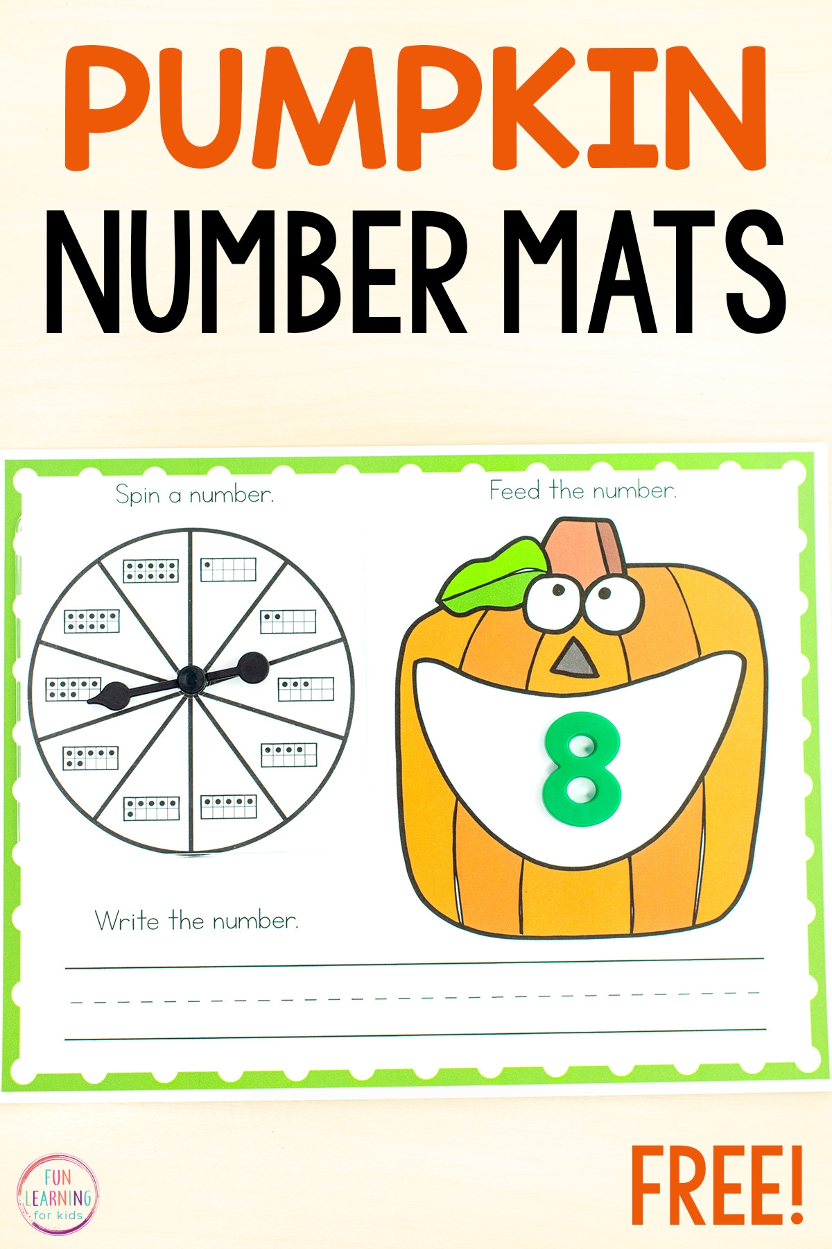 Pumpkin Numbers Spin Build Mats Free Printable