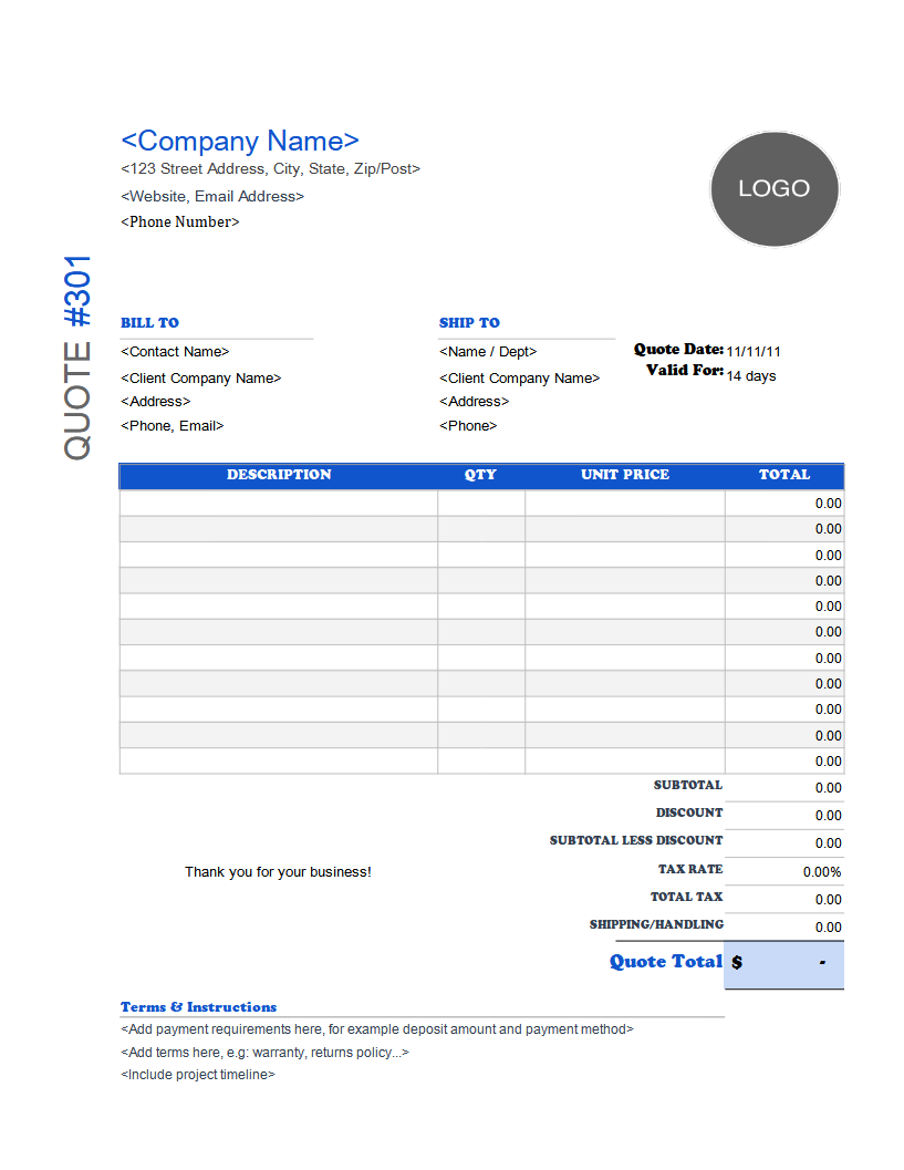 Quote Template Invoice Simple