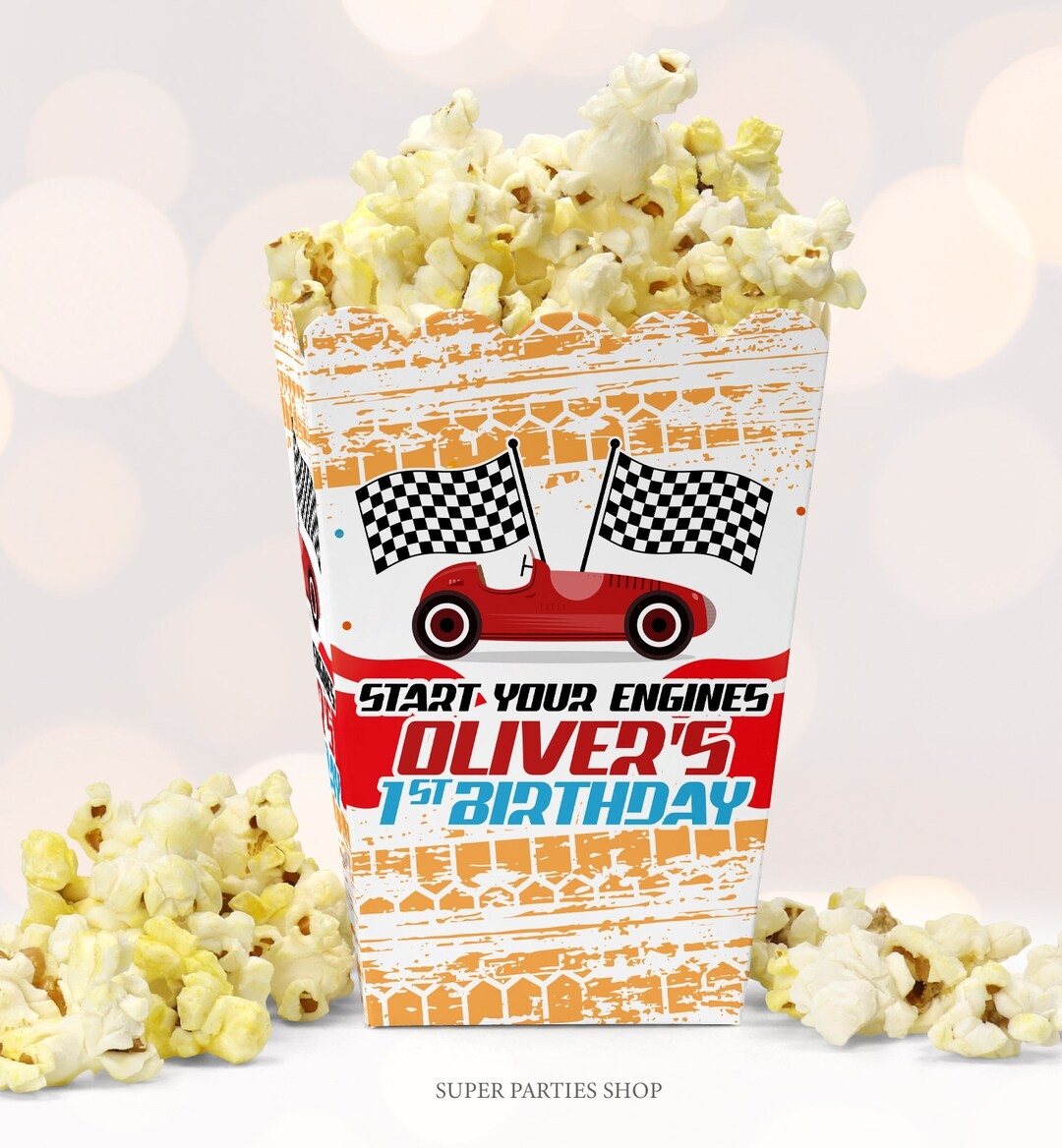 Race Cars Popcorn Box Printable Snack Treat Roadster Birthday Racing Label Candy Bags Wrapper go Kart Chips Bags Girl DIGITAL ONLY Etsy
