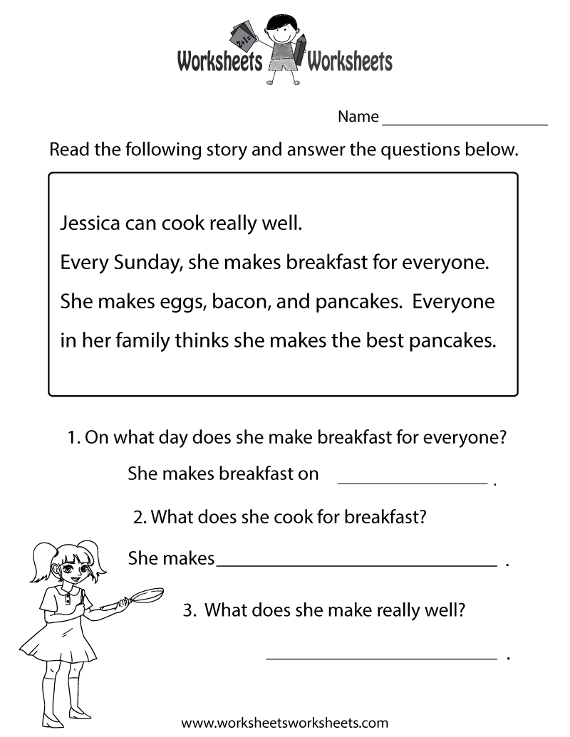 Reading Comprehension Test Worksheet Worksheets Worksheets
