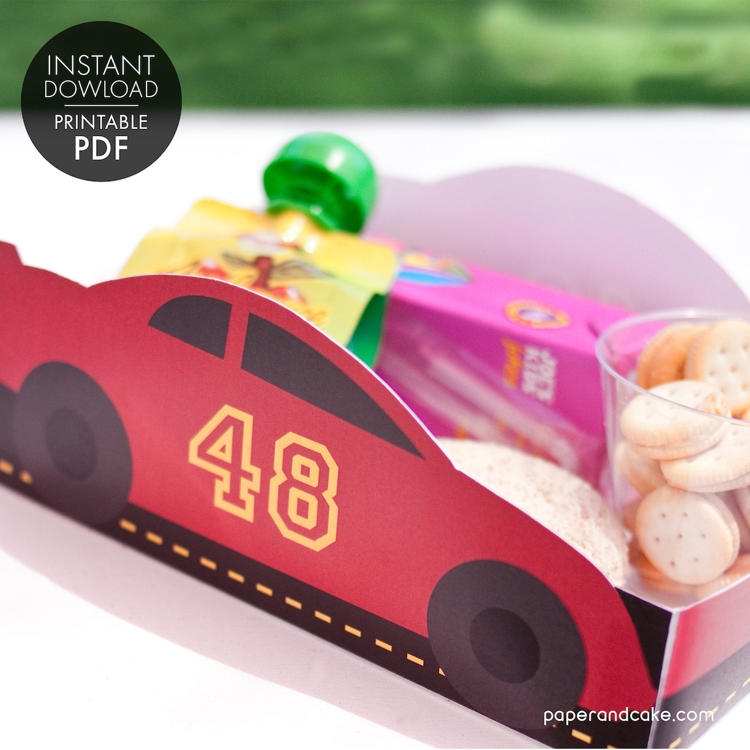 Red Race Car Printable LUNCH SNACK TRAY Editable Number Instant Download Paper And Cake Etsy