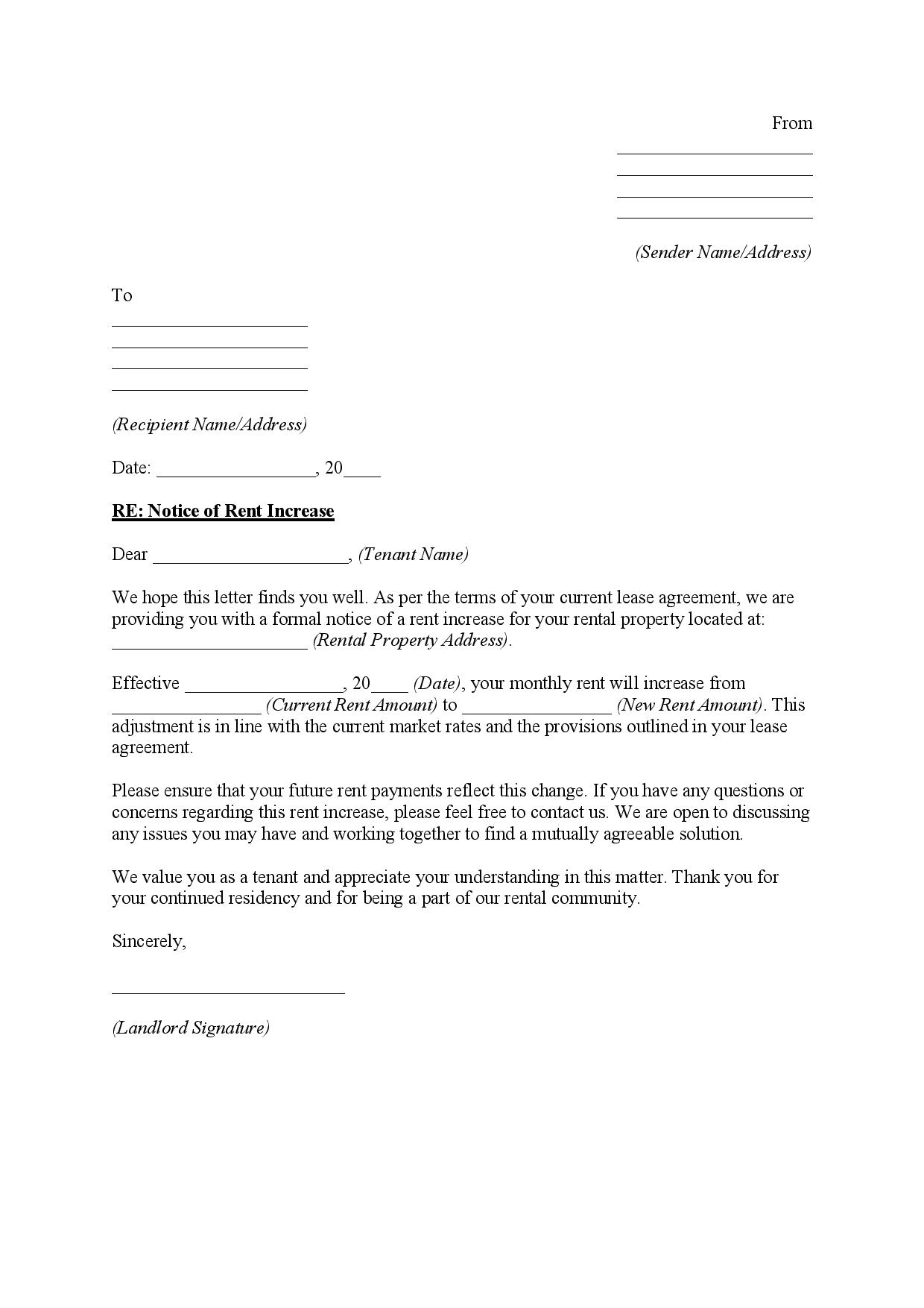 Rent Increase Notice Template Free Download Easy Legal Docs
