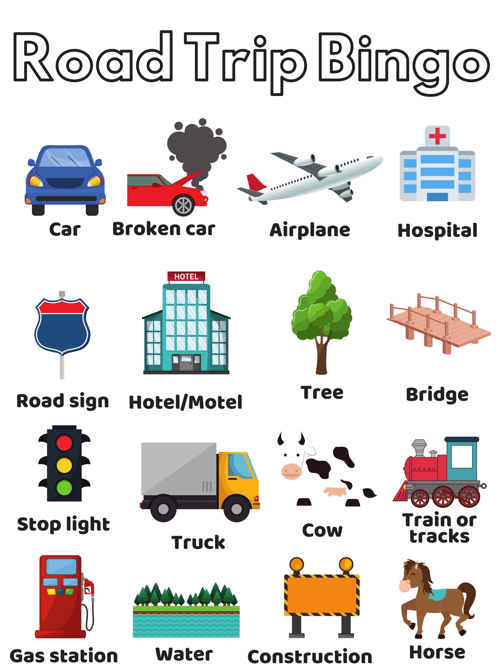 Free Printable Car Bingo