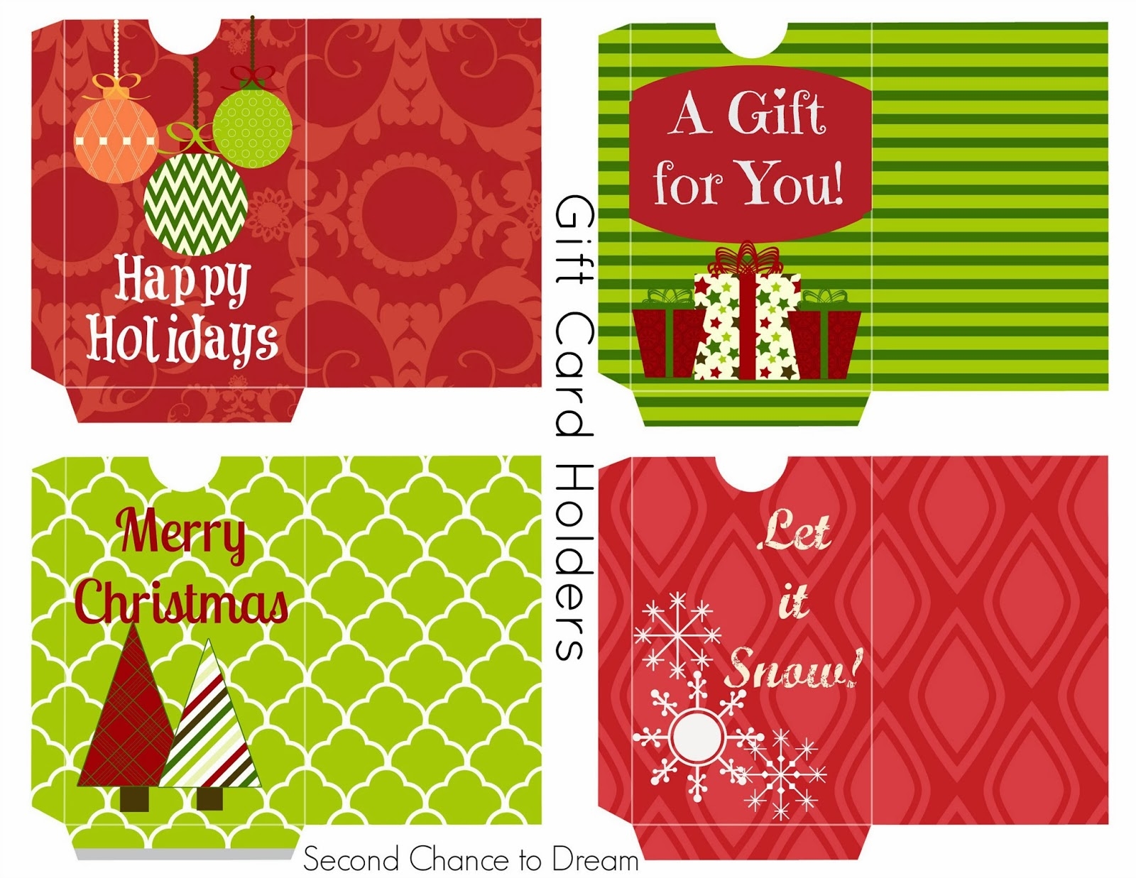 Second Chance To Dream Free Printable Gift Tags Gift Card Holders