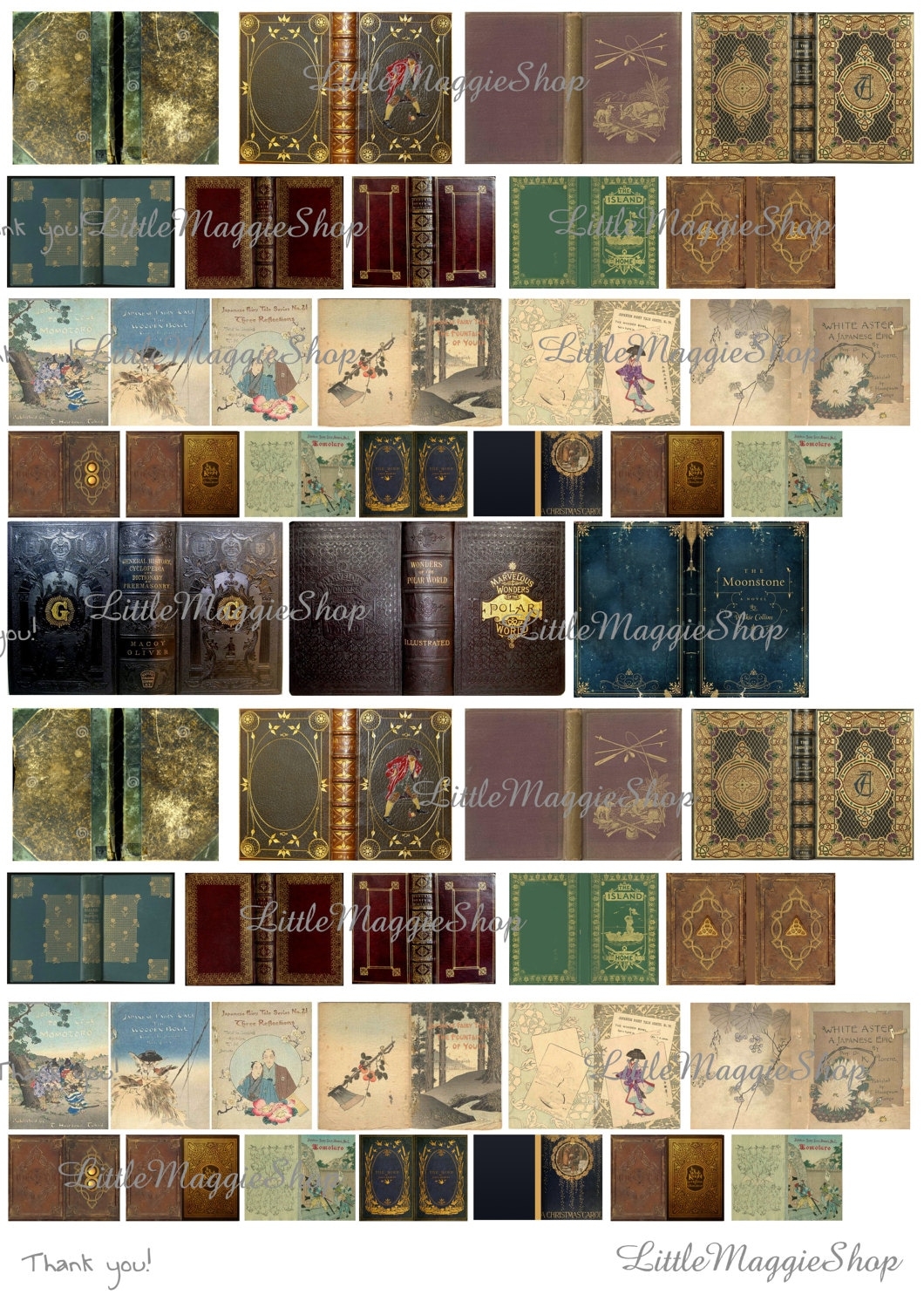 Set Of Vintage Miniature Book Covers Different Sizes For Miniatures And DIY Dollhouse Books Digital Files In PDF And JPG Formats Etsy