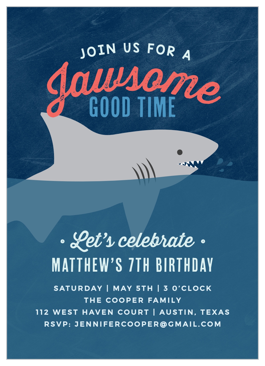 Shark Week Children s Birthday Invitations By Basic Invite