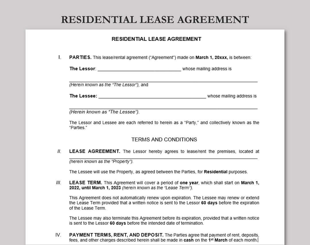 Short Term Rental Agreement Template Editable Residential Lease Agreement Rental Agreement House Rental Agreement Word PDF Document Etsy