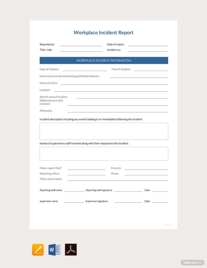 Free Printable Incident Forms