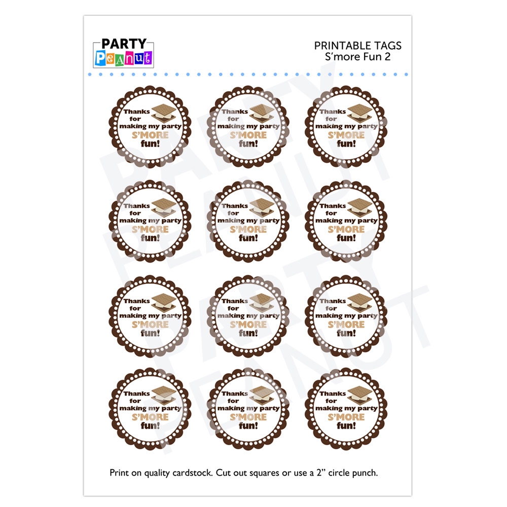 Smore Fun Tags Printable Smore Fun Favor Tags Party Peanut
