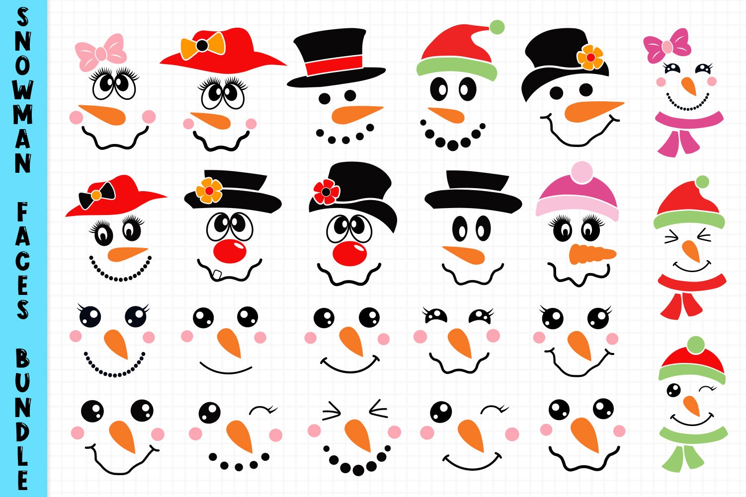 Snowman Faces Bundle By All About Svg TheHungryJPEG