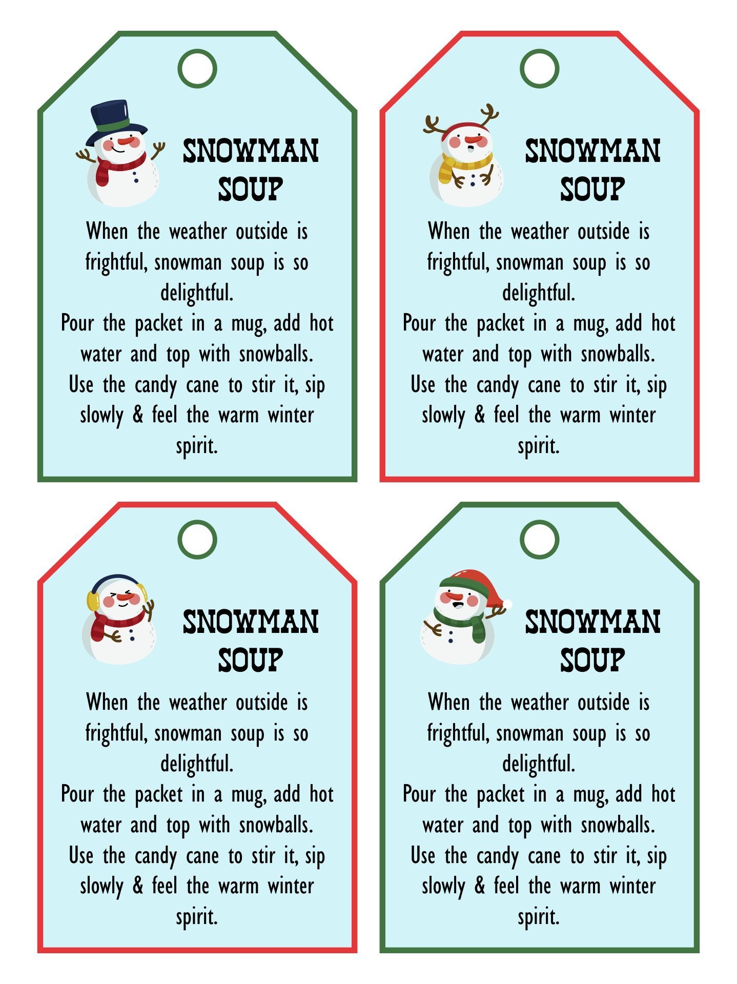 Snowman Soup Labels 10 Free PDF Printables Printablee