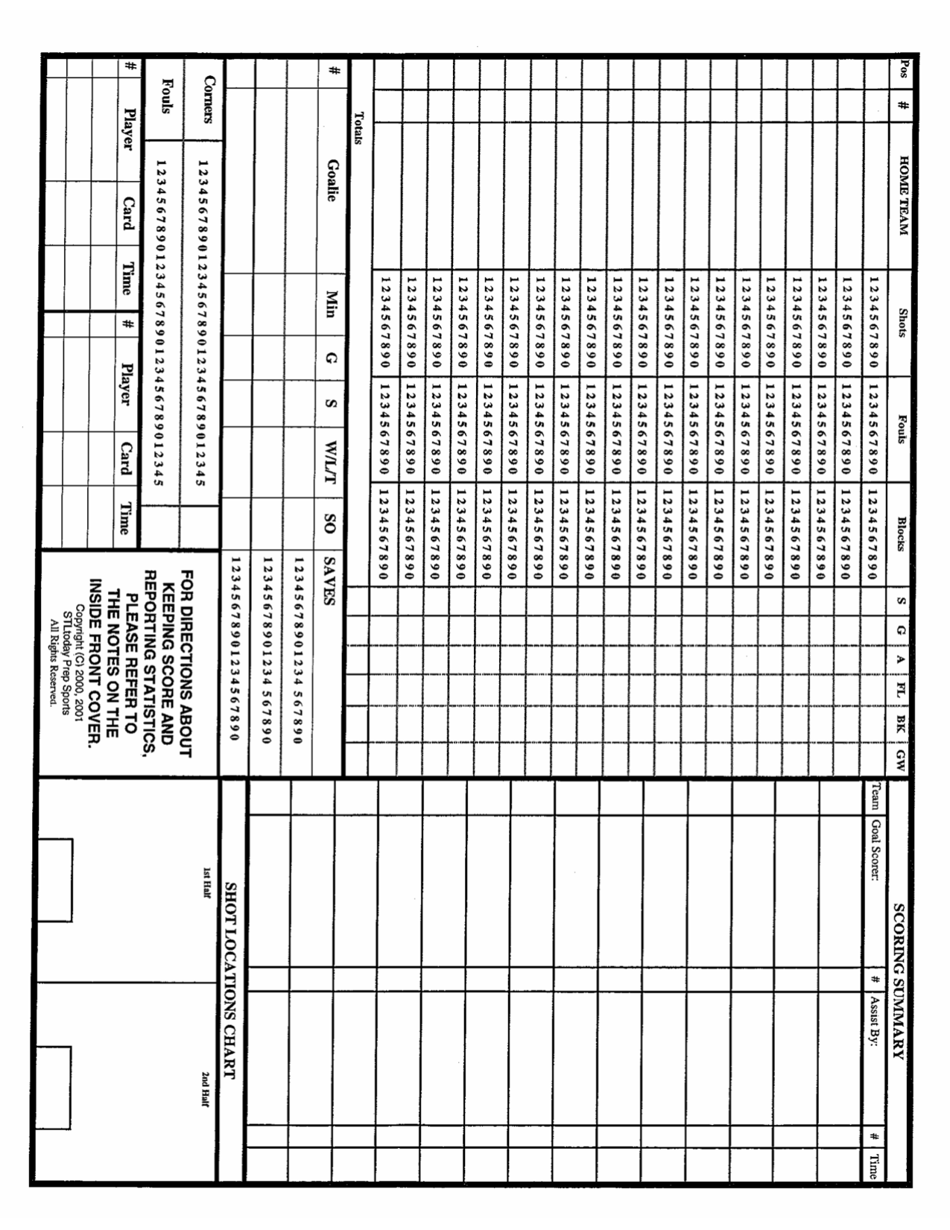 Free Printable Soccer Score Sheets