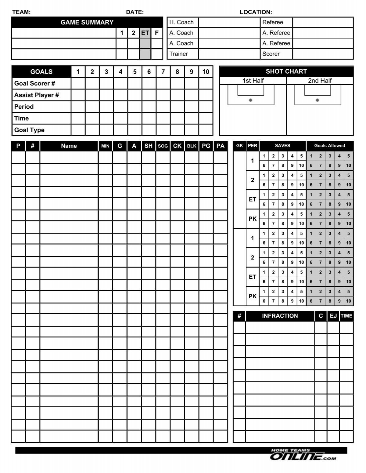 Soccer Scoresheet