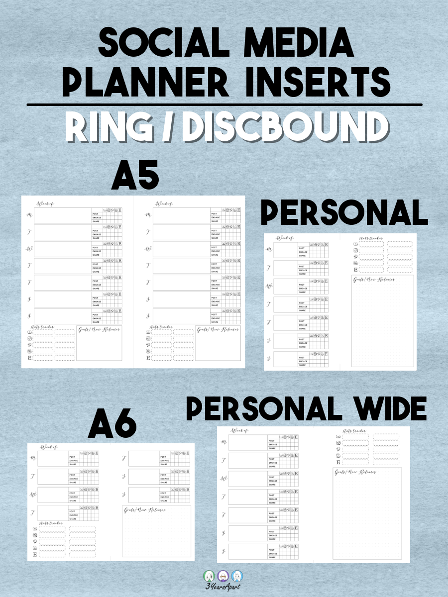 Social Media Planner Inserts Free Printable For Traveler s Notebooks And Planners 3 Years Apart