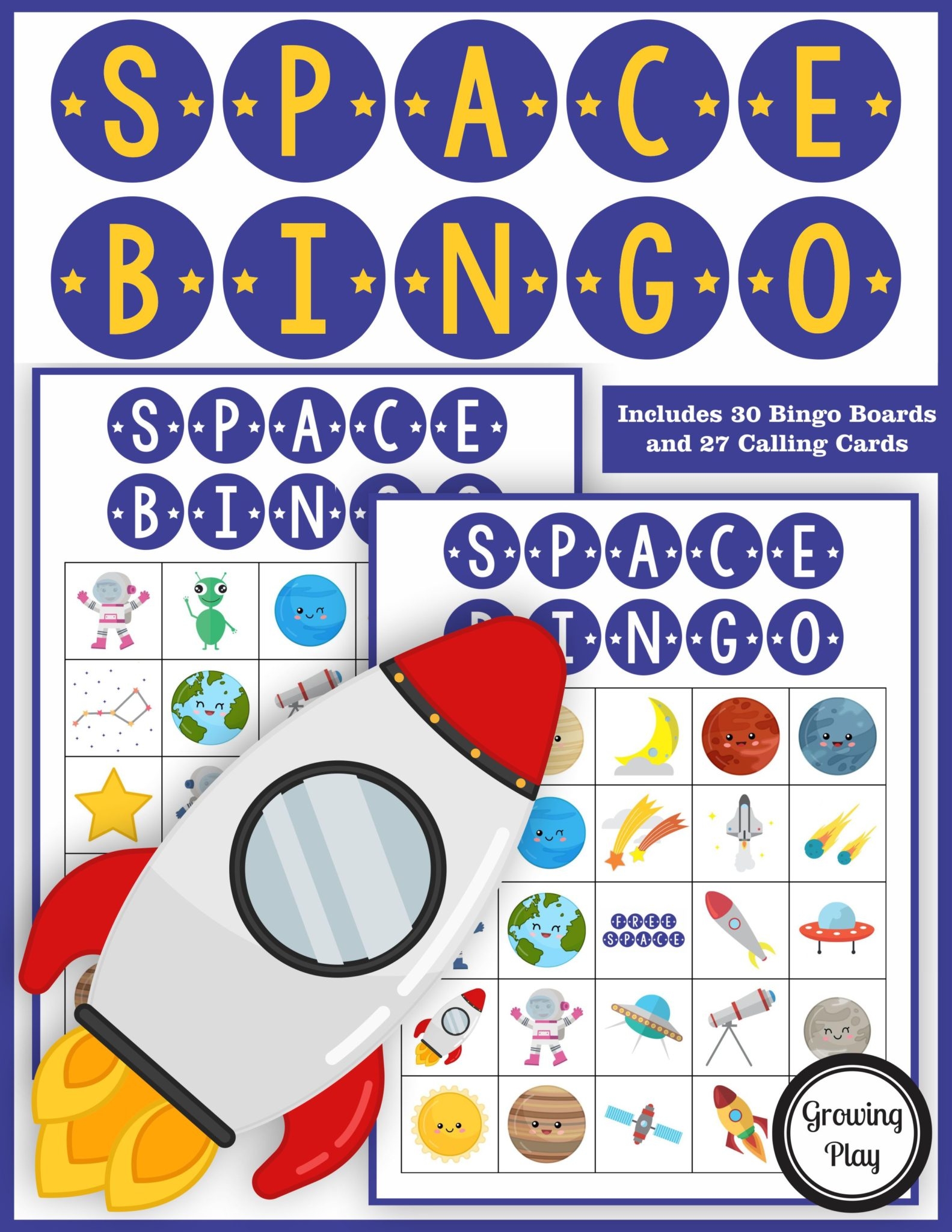 Space Bingo PDF Printable Game Growing Play