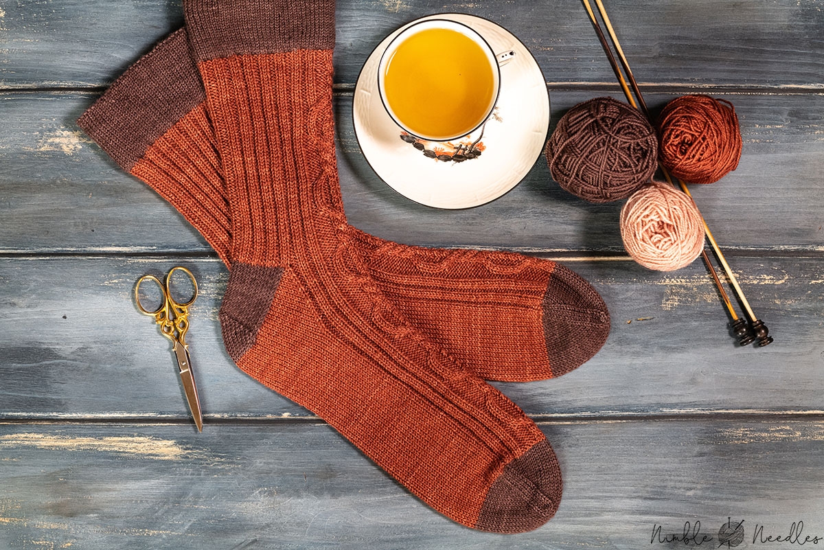 Stylish Men s Cable Knit Socks Free Knitting Pattern 